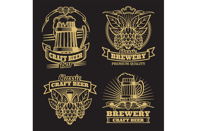 vintage-craft-classic-beer-labels-on-black-background