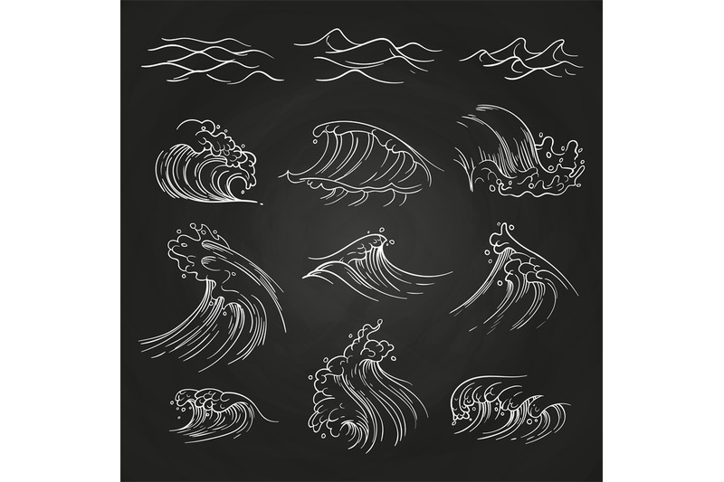 hand-drawn-sea-storm-waves-on-blackboard