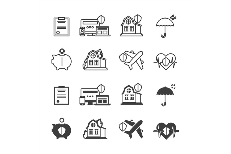 life-house-protection-and-safety-icons-set