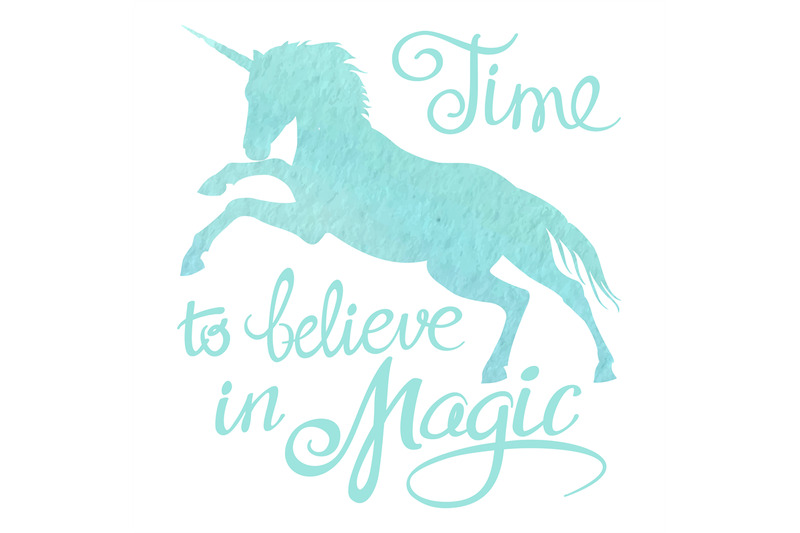 turquoise-watercolor-unicorn-silhouette-and-lettering