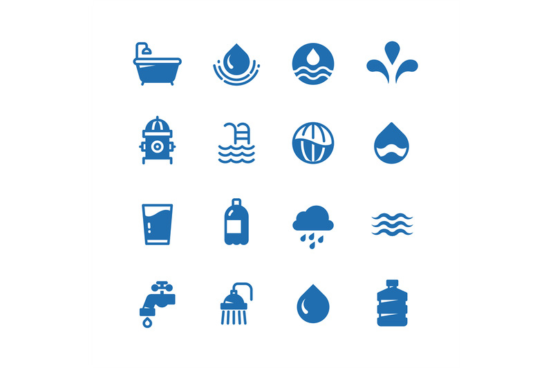 clean-water-silhouette-vector-icons-aqua-pictograms