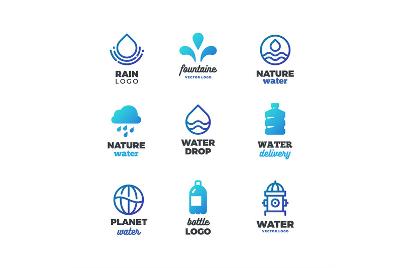 drinking-symbols-and-water-vector-logos-eco-ocean-emblems