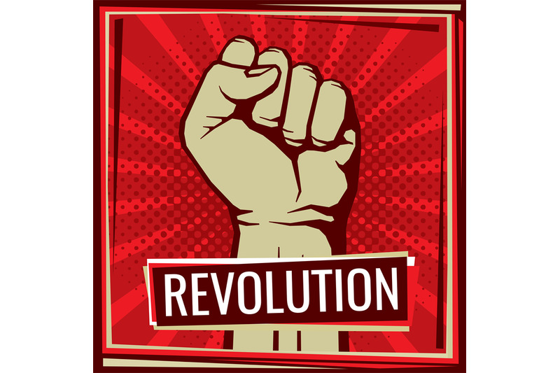 revolution-fight-vector-poster-with-worker-hand-fist-raised