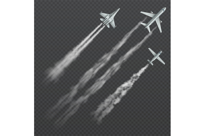 airplanes-and-military-fighters-with-condensation-smoky-trail-isolated