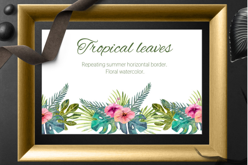 tropical-leaves-repetition-of-summer-horizontal-border