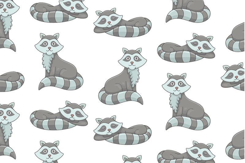 set-of-raccoons-and-pattern