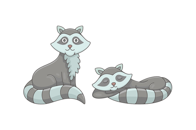 set-of-raccoons-and-pattern