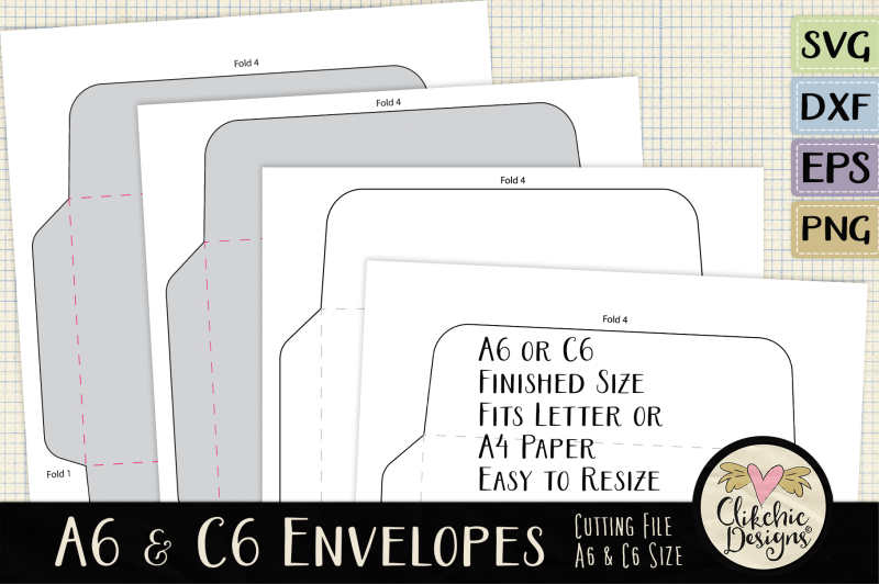 Download A6 & C6 SVG Envelope Cutting File Template By Clikchic ...