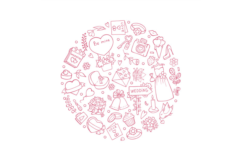 wedding-symbols-in-circle-shape-vector-illustrations-of-wedding