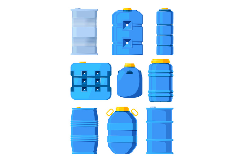 water-tanks-set-of-various-barrels-in-cartoon-style