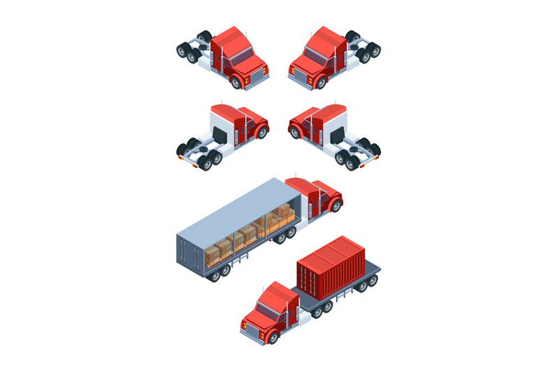 various-freight-transport-pictures-of-isometric-trucks