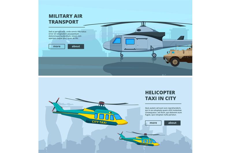 banners-with-helicopters-design-template-of-horizontal-banners-with-p