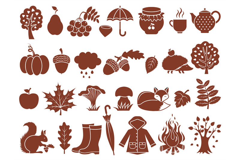 silhouette-of-autumn-symbols-monochrome-icons-set-of-autumn