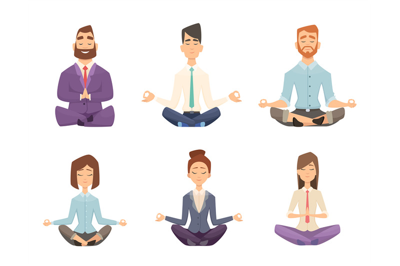 businessman-yoga-man-and-woman-relaxing-meditation-at-workspace-table