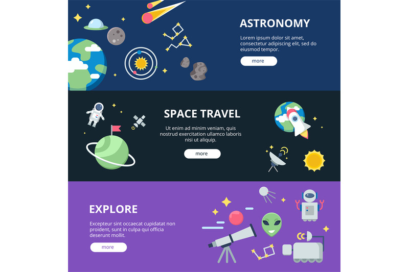 space-banners-moon-and-solar-system-with-planets-with-satellites-near