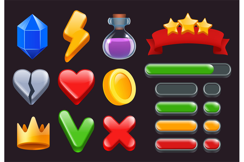 game-ui-kit-icons-stars-colored-ribbons-menus-and-status-bars-for-onl