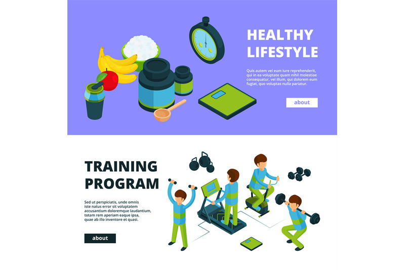 sport-banners-isometric-health-exercises-fitness-athletic-peoples-spo
