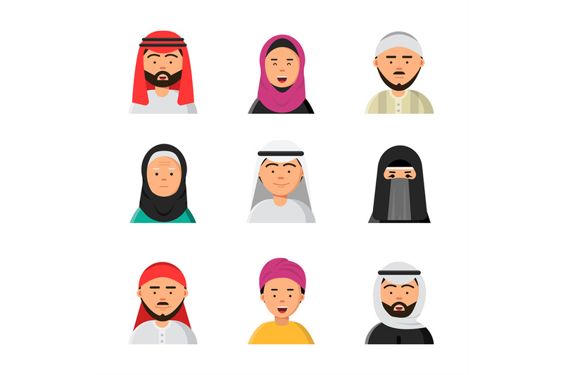 arab-avatars-islam-muslim-portraits-of-male-and-female-hijab-niqab-ve