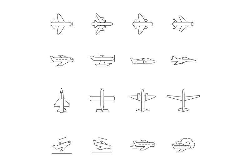 airplane-outline-icons-airline-passenger-aircraft-symbols-travelling