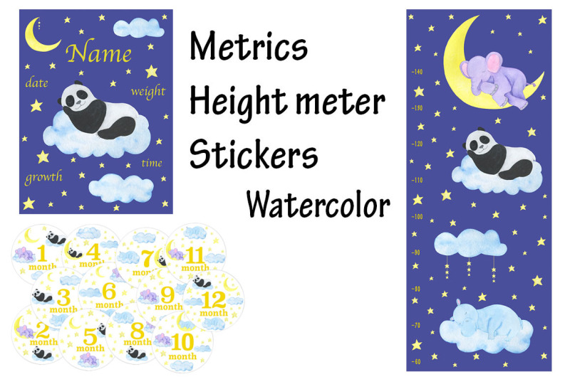 metric-height-meter-stickers-watercolor
