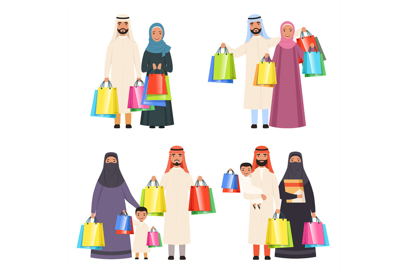 arab-family-shopping-muslim-happy-people-male-female-and-kids-in-mark