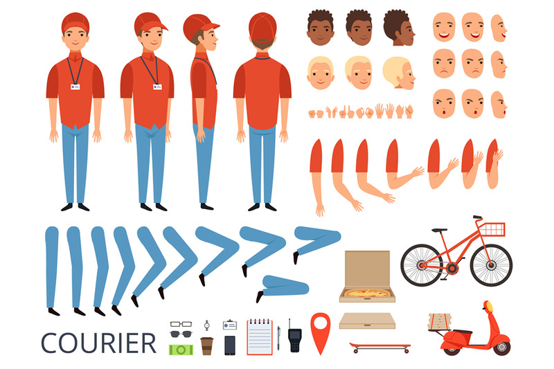 pizza-delivery-animation-fast-food-courier-body-parts-with-profession
