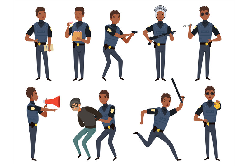 police-characters-patrol-policeman-security-authority-mascots-in-acti