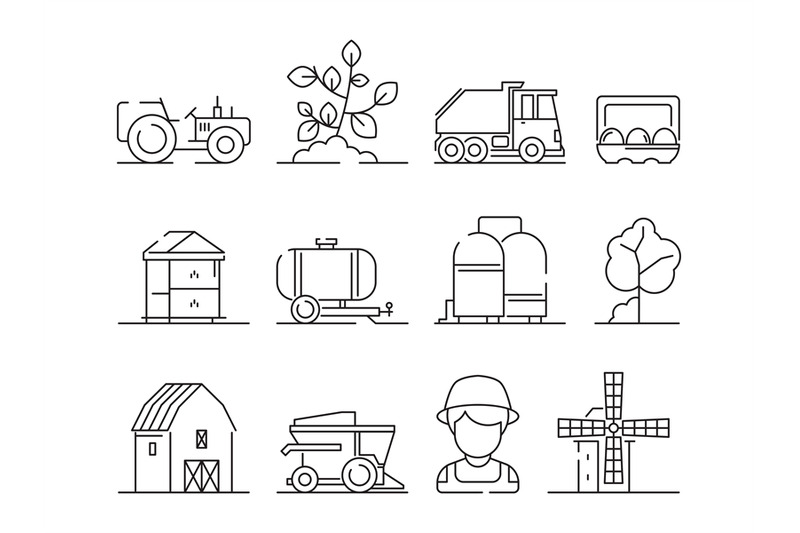 agricultural-icon-industrial-farming-machine-village-nature-field-far