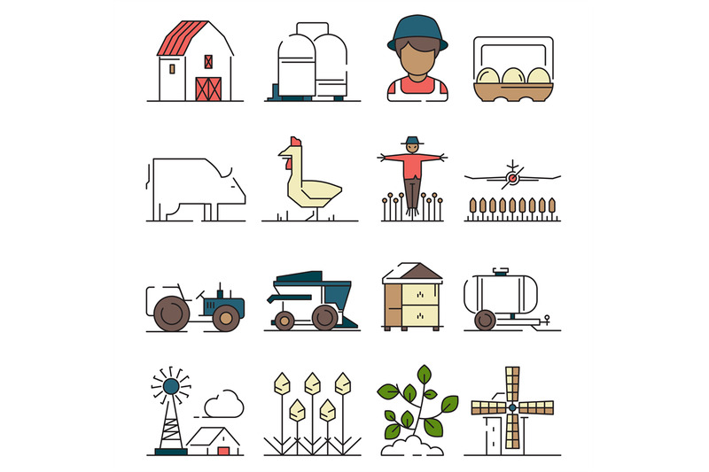 farm-symbols-agricultural-objects-wheat-field-with-farm-machine-combi