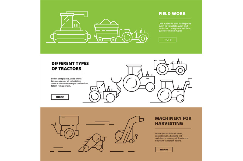 agriculture-banners-farm-machinery-harvester-tractors-agribusiness-ve