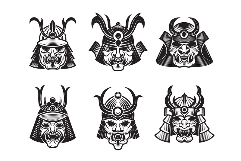 martial-masks-warrior-japanese-samurai-shogun-asian-armour-vector-bla