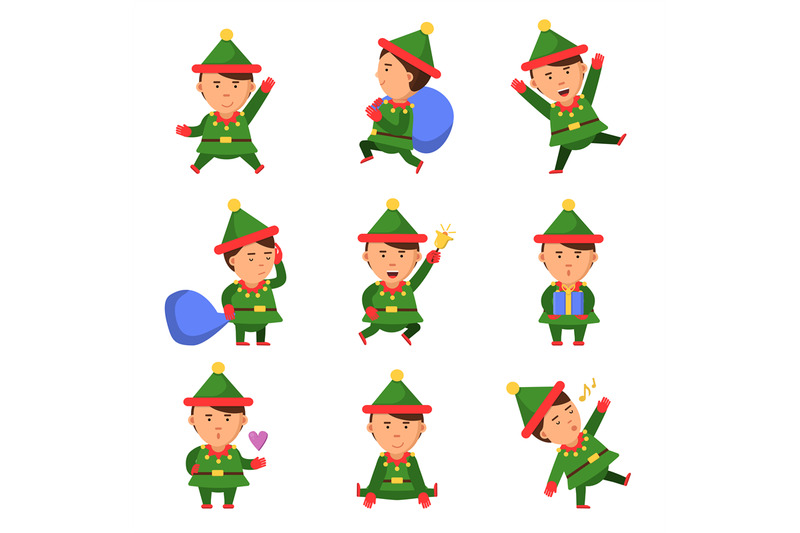 elf-characters-xmas-mascot-collection-dwarf-santa-helper-fun-christma