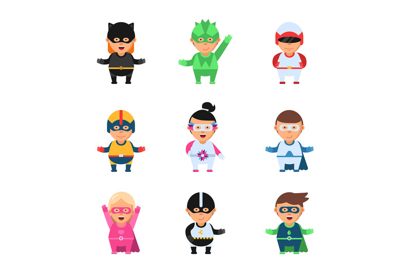little-superheroes-hero-comic-cartoon-2d-figures-of-kids-in-colored-m