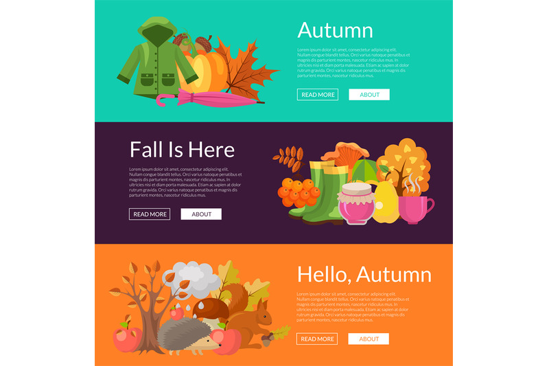 vector-cartoon-autumn-elements-and-leaves-web-banner-templates-illustr