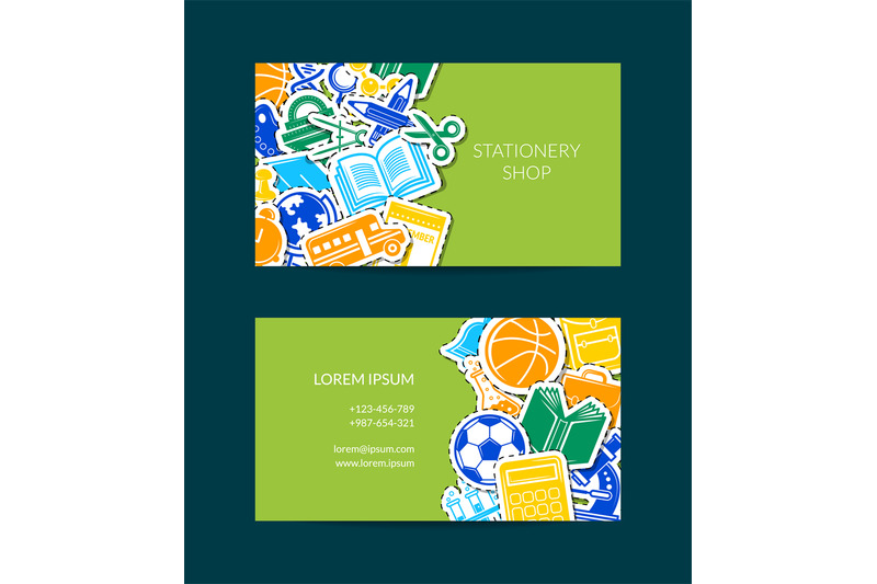 vector-back-to-school-stationery-business-card-template-illustration