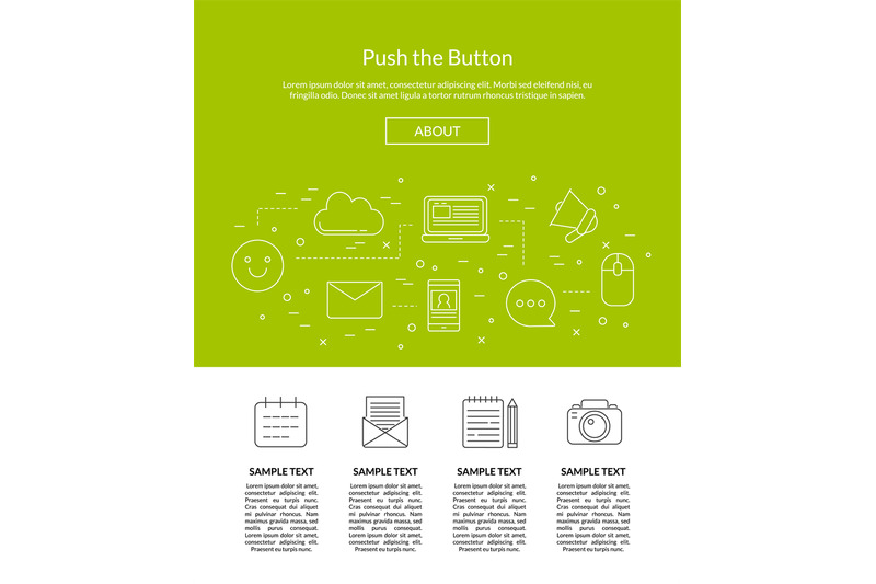 vector-line-blog-icons-landing-page-template-illustration