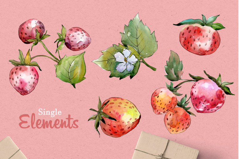 tasty-juicy-strawberry-watercolor-png