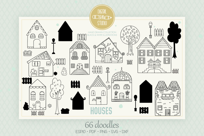 house-doodles-home-city-building-cottage-tree-fence-light-pole
