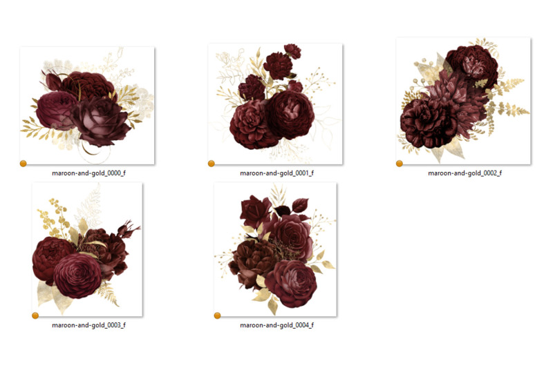 maroon-and-gold-floral-bouquets-clipart