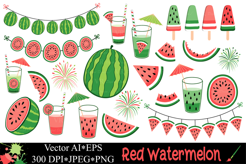red-watermelon-clipart-summer-fruit-vector-illustrations