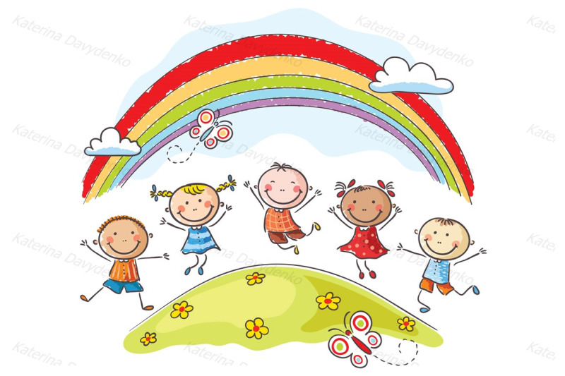 kids-jumping-with-joy-on-a-hill-underneath-a-rainbow