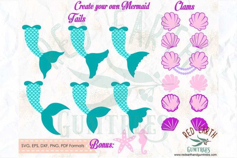 Download Create your own Mermaid kit, Mermaid tail, clam SVG, PNG ...