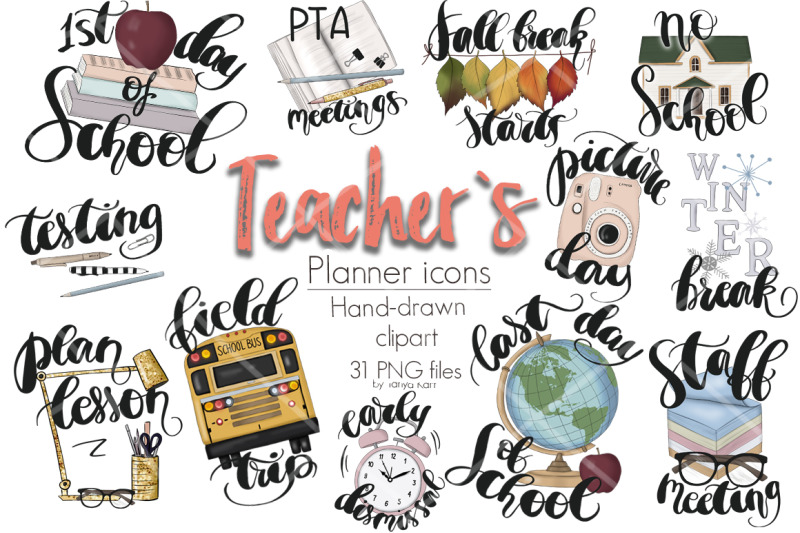teacher-planner-icons-clipart-kit