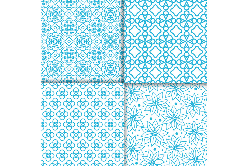 simple-floral-blue-color-pattern-set