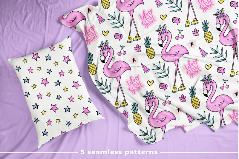 flamingos-summer-stickers