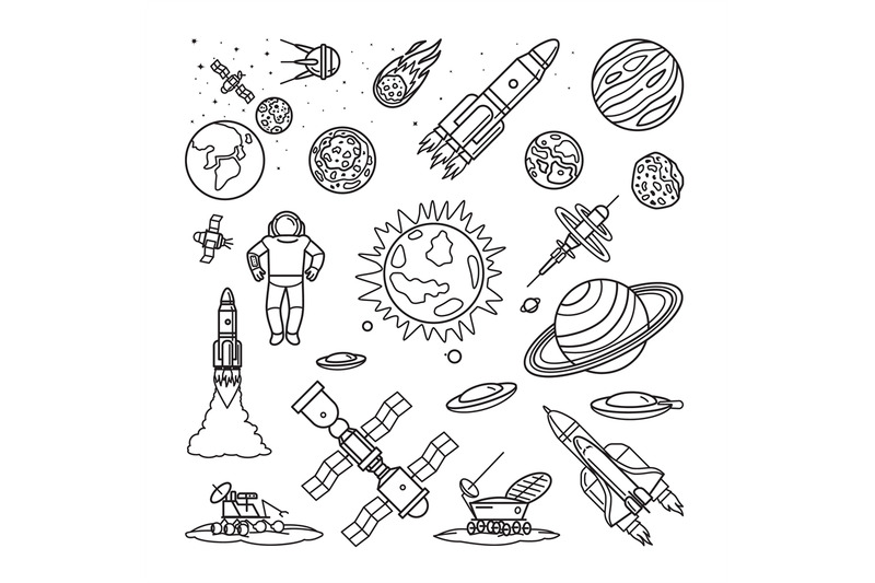 space-doodle-linear-icons