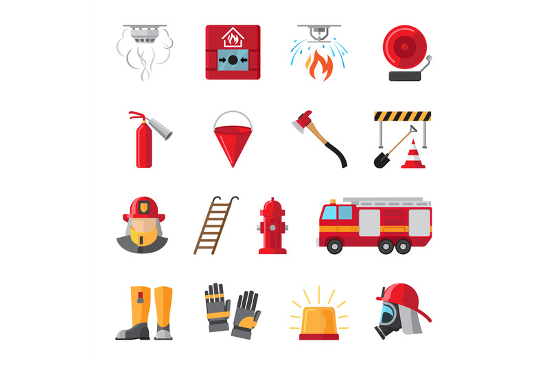 firefighting-equipment-flat-icons