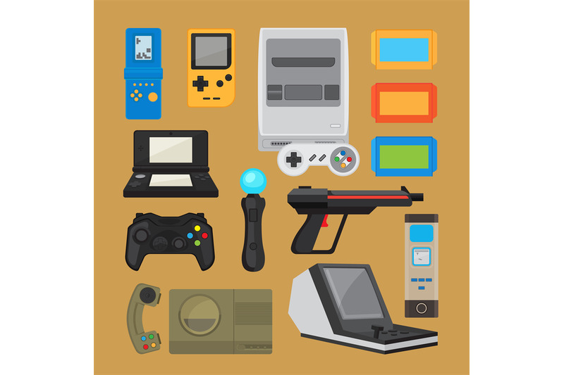 vintage-digital-entertainment-flat-icons