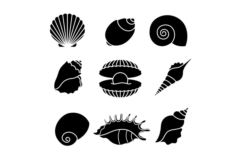 sea-shells-silhouettes-isolated-on-white