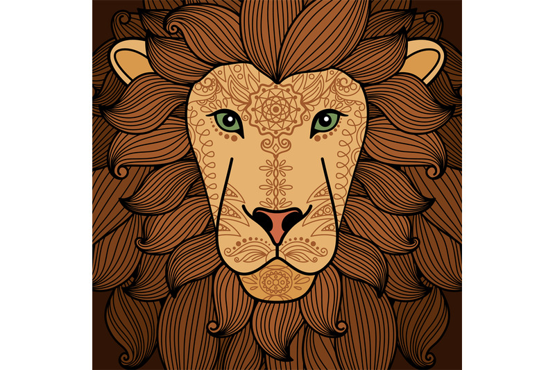 lion-head-with-henna-tattoo-elements